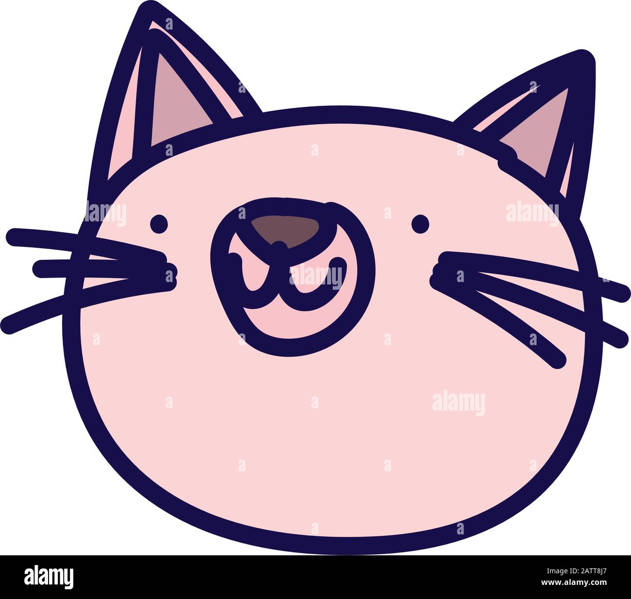 pink cat face cartoon on white background vector illustration Stock ...