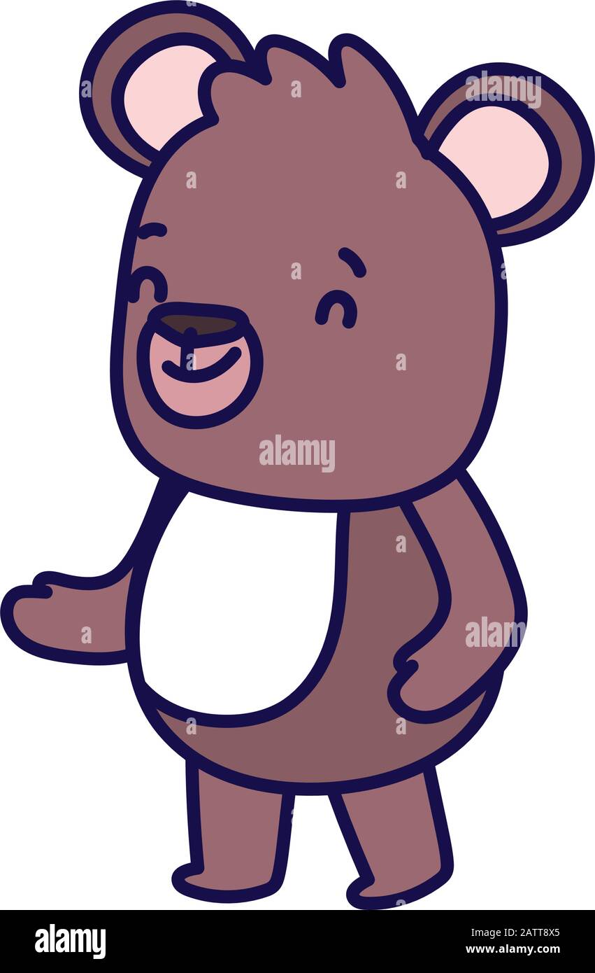 cute brown bear cartoon character on white background vector ...