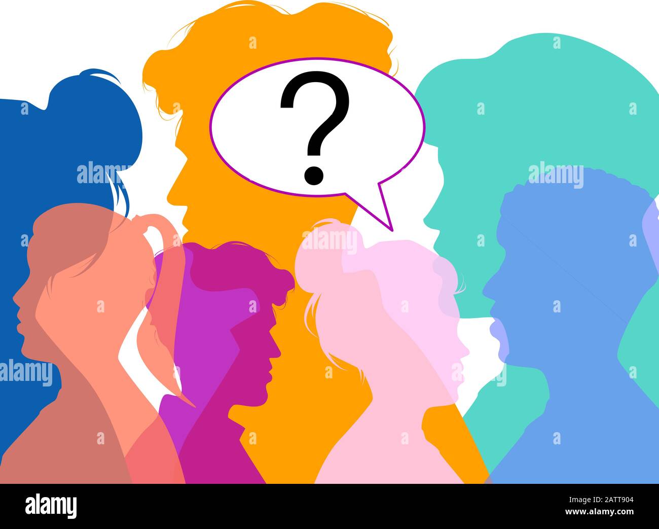 Vector of a group of people with question mark in a speech bubble Stock ...