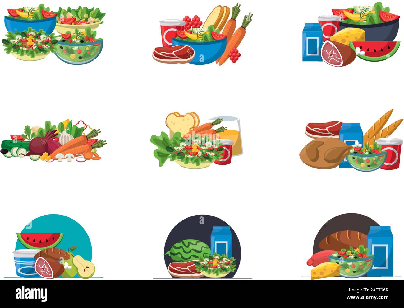 Bundle Of Nutritive Healthy Food Stock Vector Image And Art Alamy