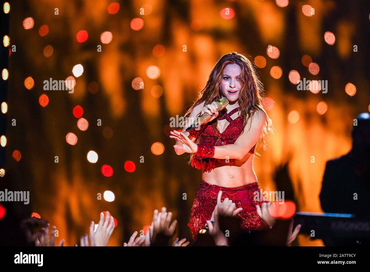 Shakira performs during the Pepsi Halftime Show during Super Bowl LIV