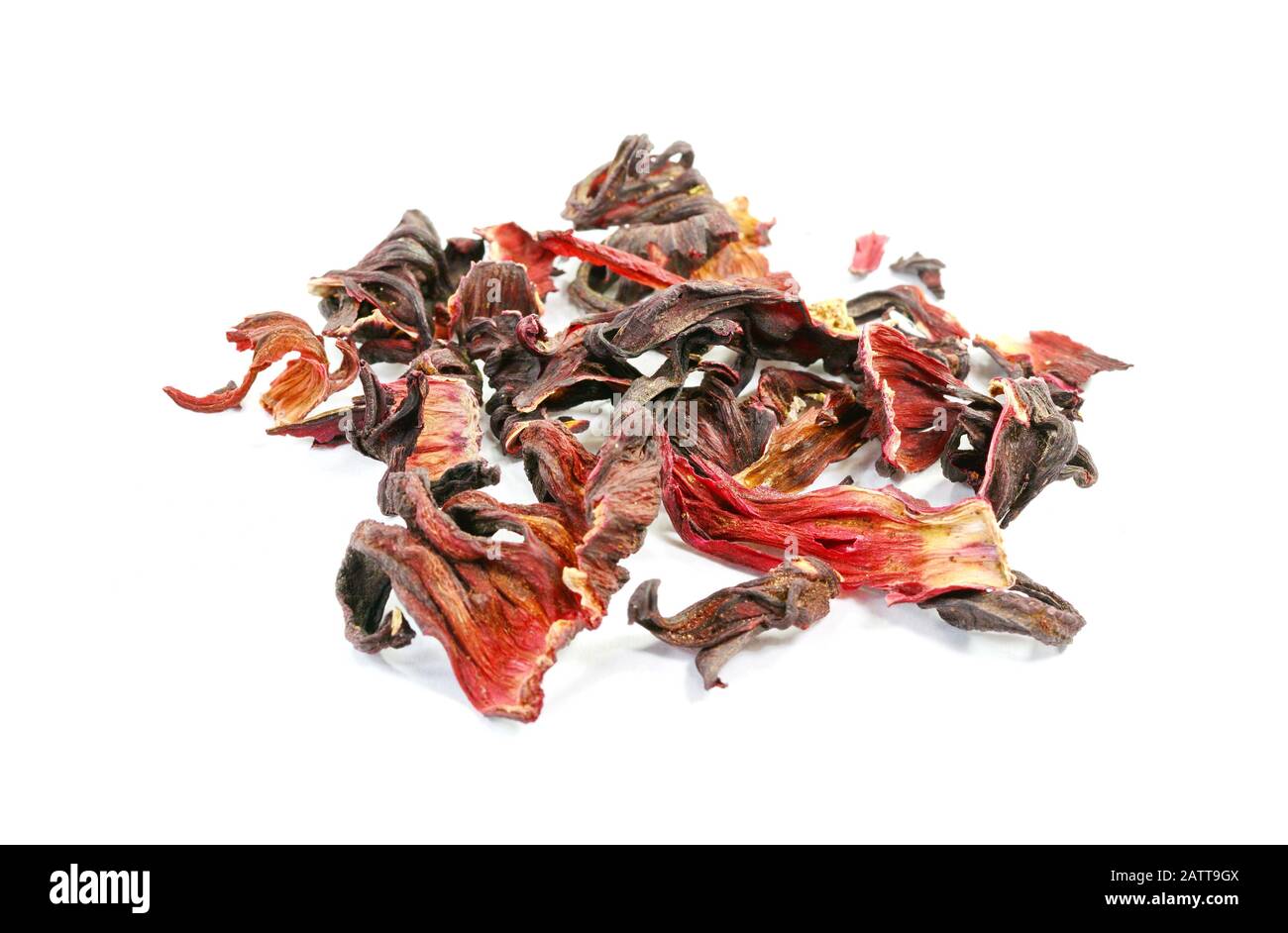 Dried hibiscus flower tea isolated on white background Stock Photo Alamy