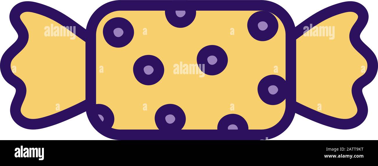 sweet wrapped candy confectionery icon on white background vector ...