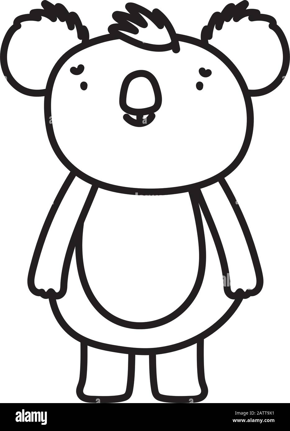 cute koala animal cartoon character on white background vector ...