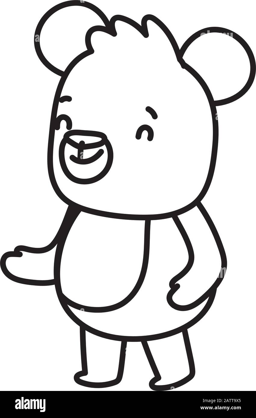cute brown bear cartoon character on white background vector ...