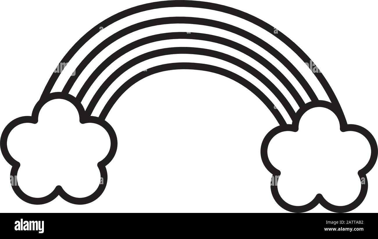 rainbow and clouds decoration icon design on white background vector ...
