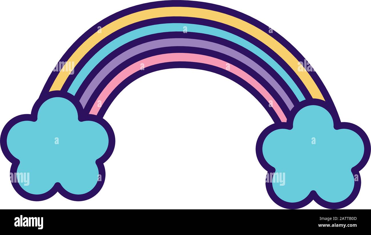 rainbow and clouds decoration icon design on white background vector ...