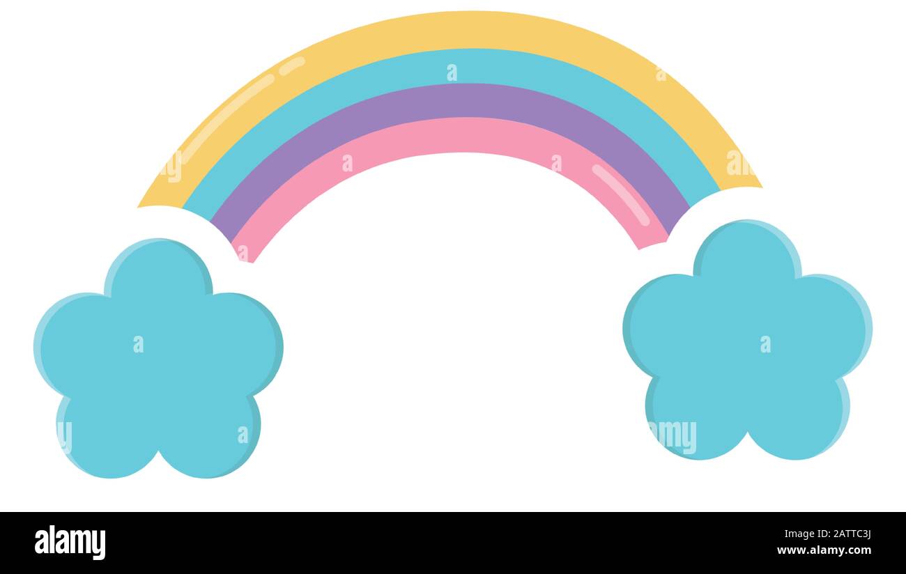 rainbow and clouds decoration icon design on white background vector ...