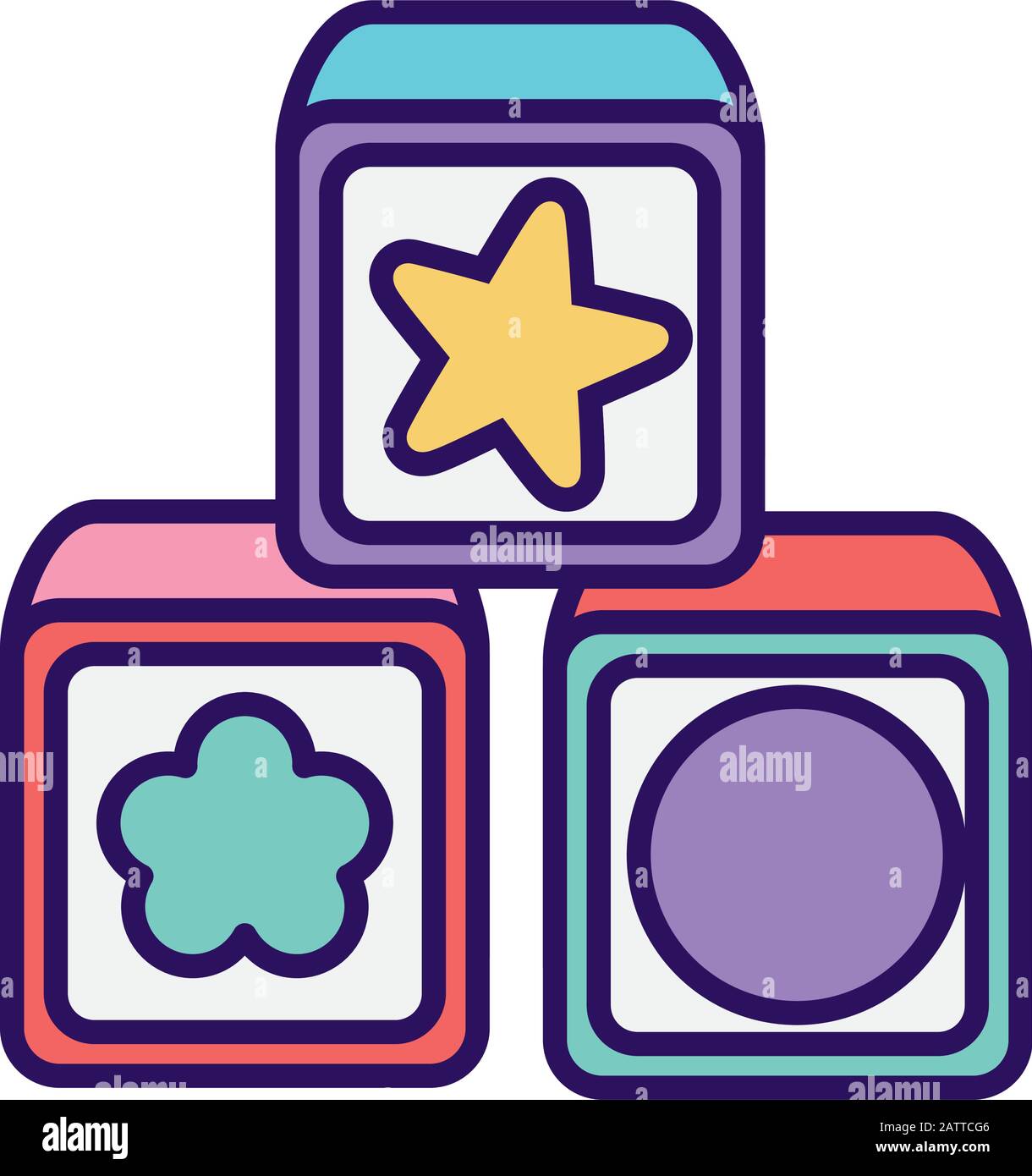 kids toy, blocks building game star ball on white background vector illustration Stock Vector