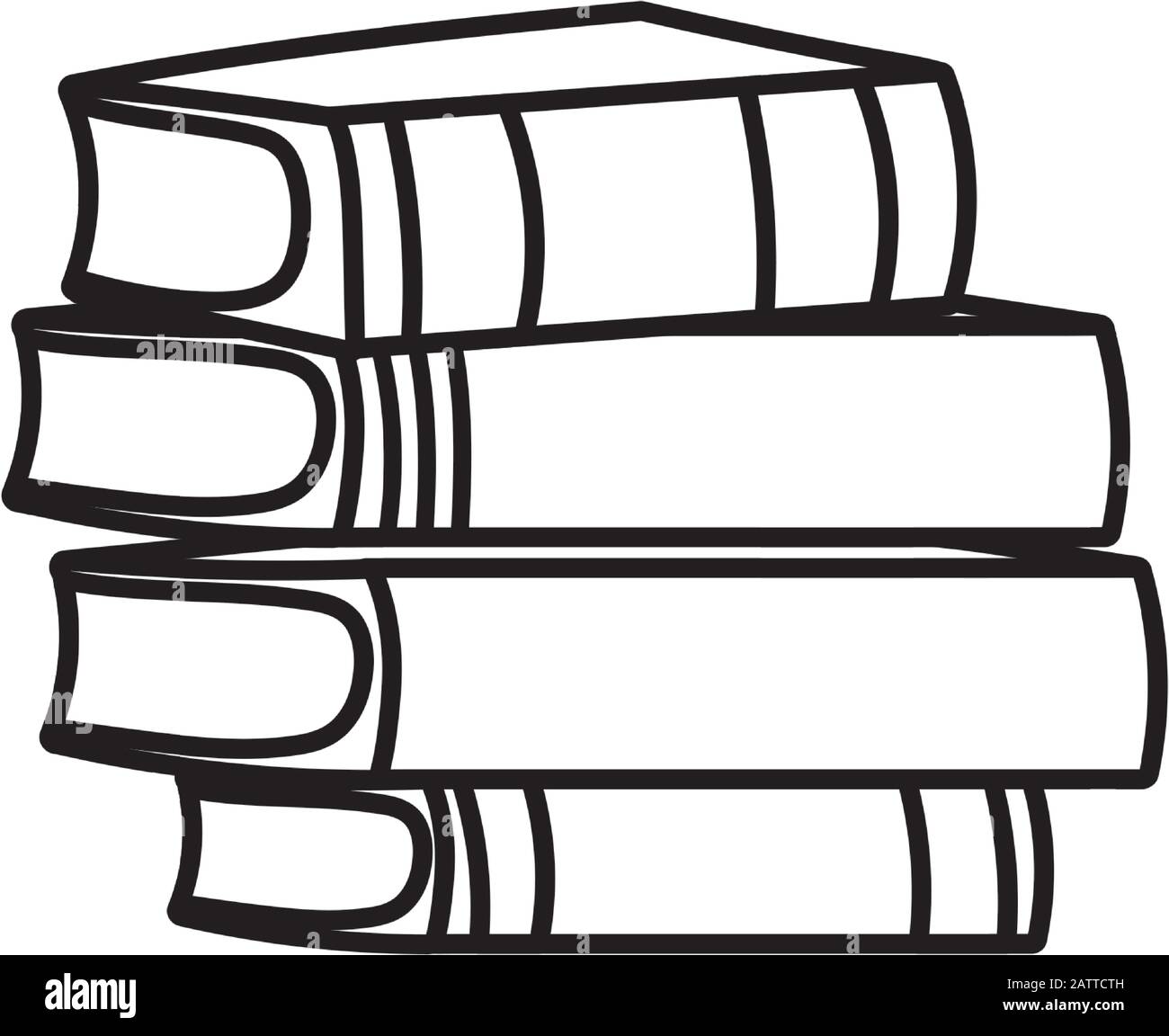 Cartoon Stack Of Books Black And White