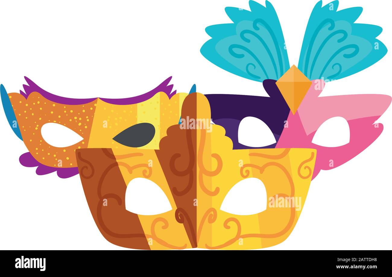 Masks with feathers design, Party celebration event happy birthday ...