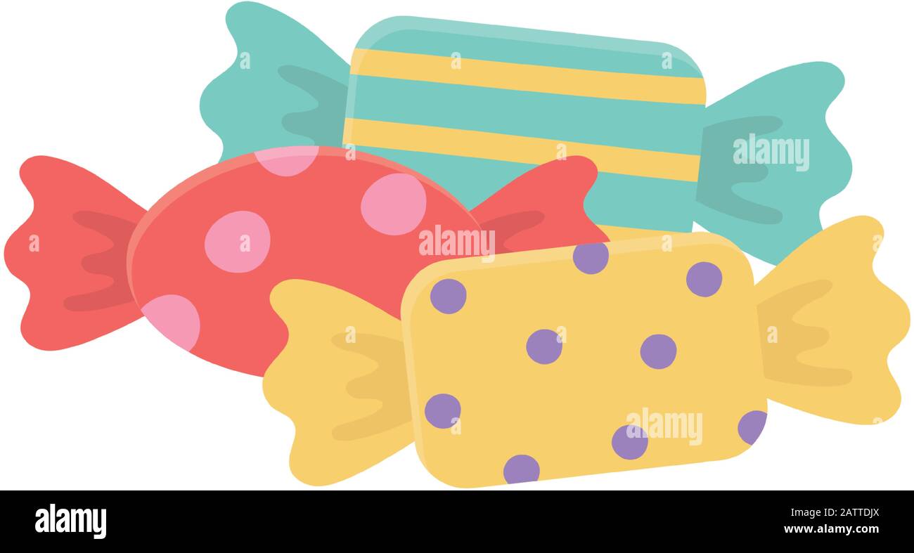 sweet candies confectionery wrapped icon on white background vector ...