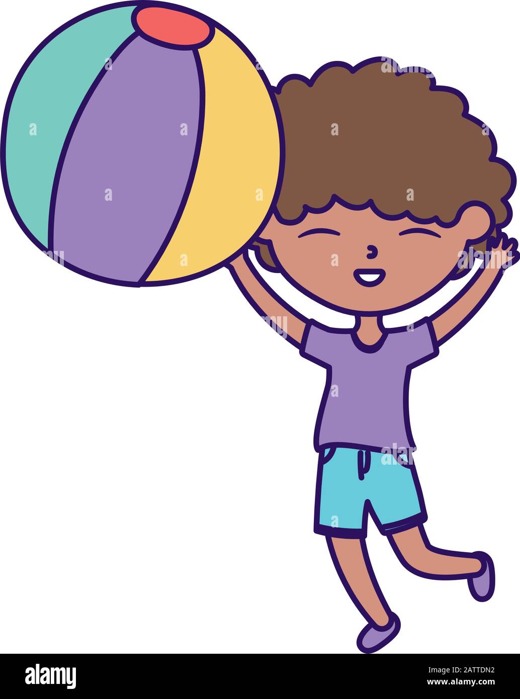 happy childrens day, cute little boy playing with beach ball cartoon vector  illustration Stock Vector Image & Art - Alamy