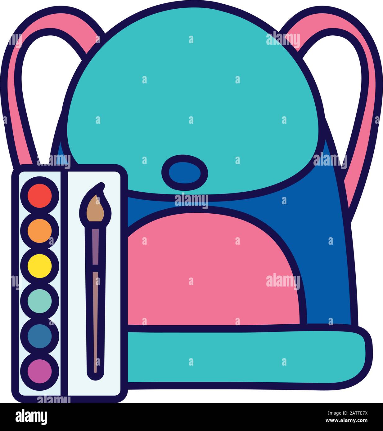 back to school education backpack and palette color brush art vector ...