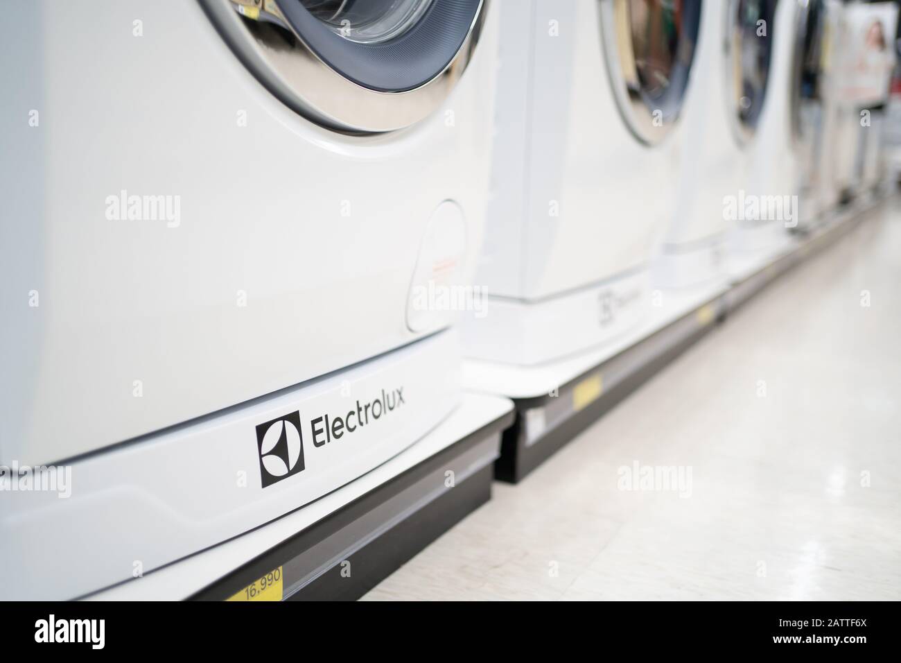 Bangkok, Thailand - January 1, 2020: Logo of Electrolux on a washing machine. Stock Photo