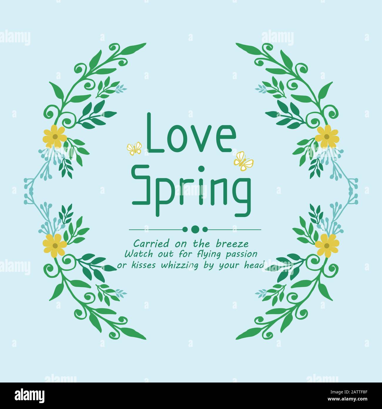 Decoration of leaf and floral frame, for love spring greeting card ...