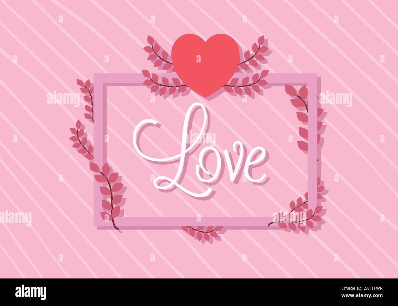 Heart and leaves frame design of love passion romantic valentines day ...