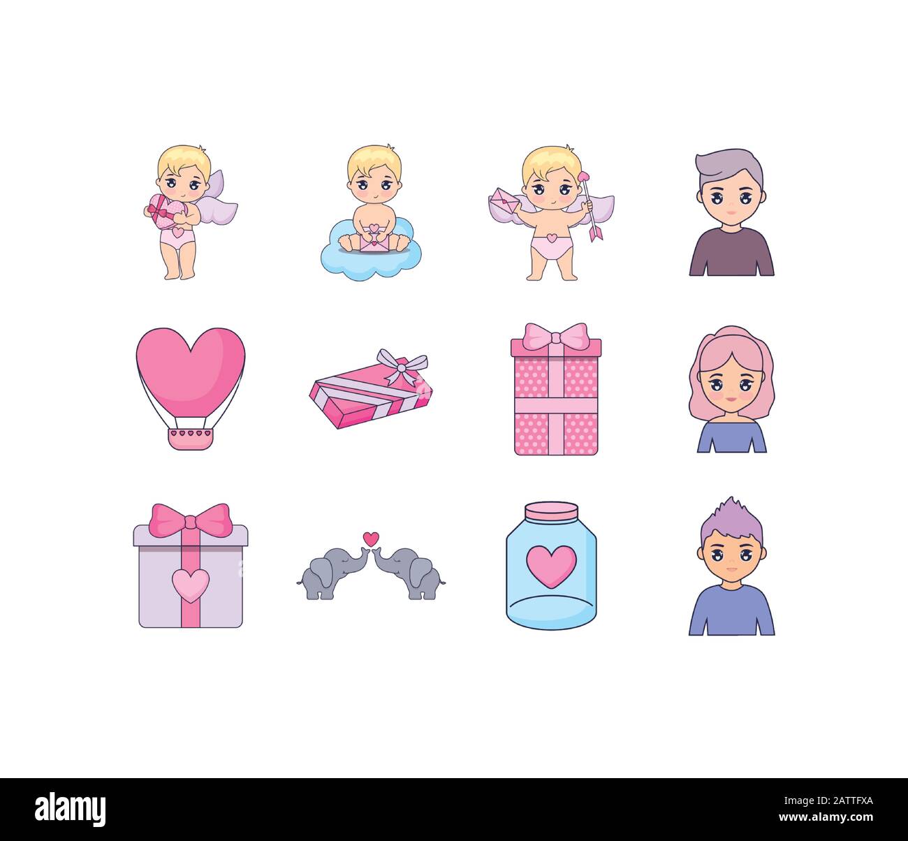 Icon set design of Love valentines day wedding passion romantic ...