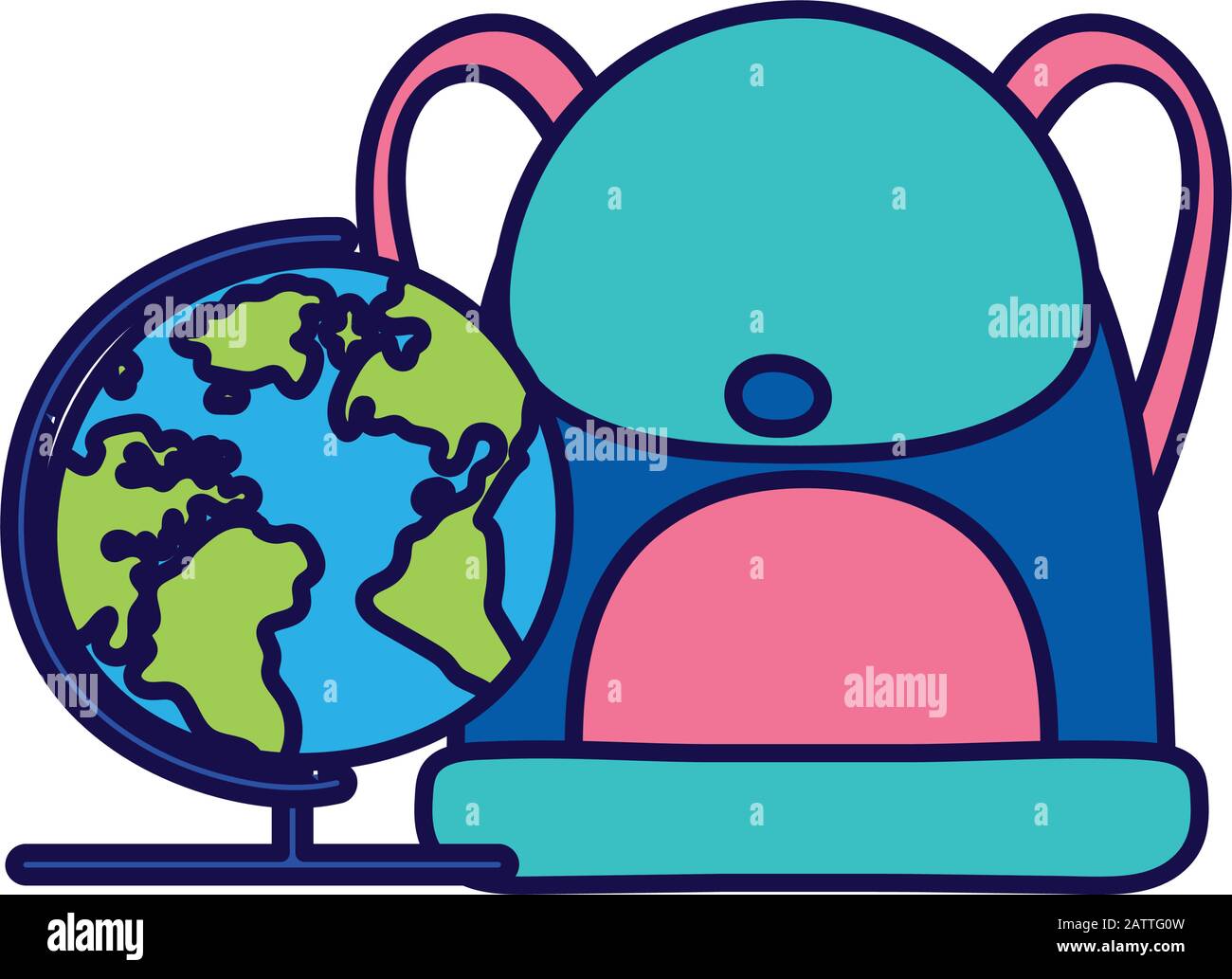 back to school education backpack and globe map geography vector ...
