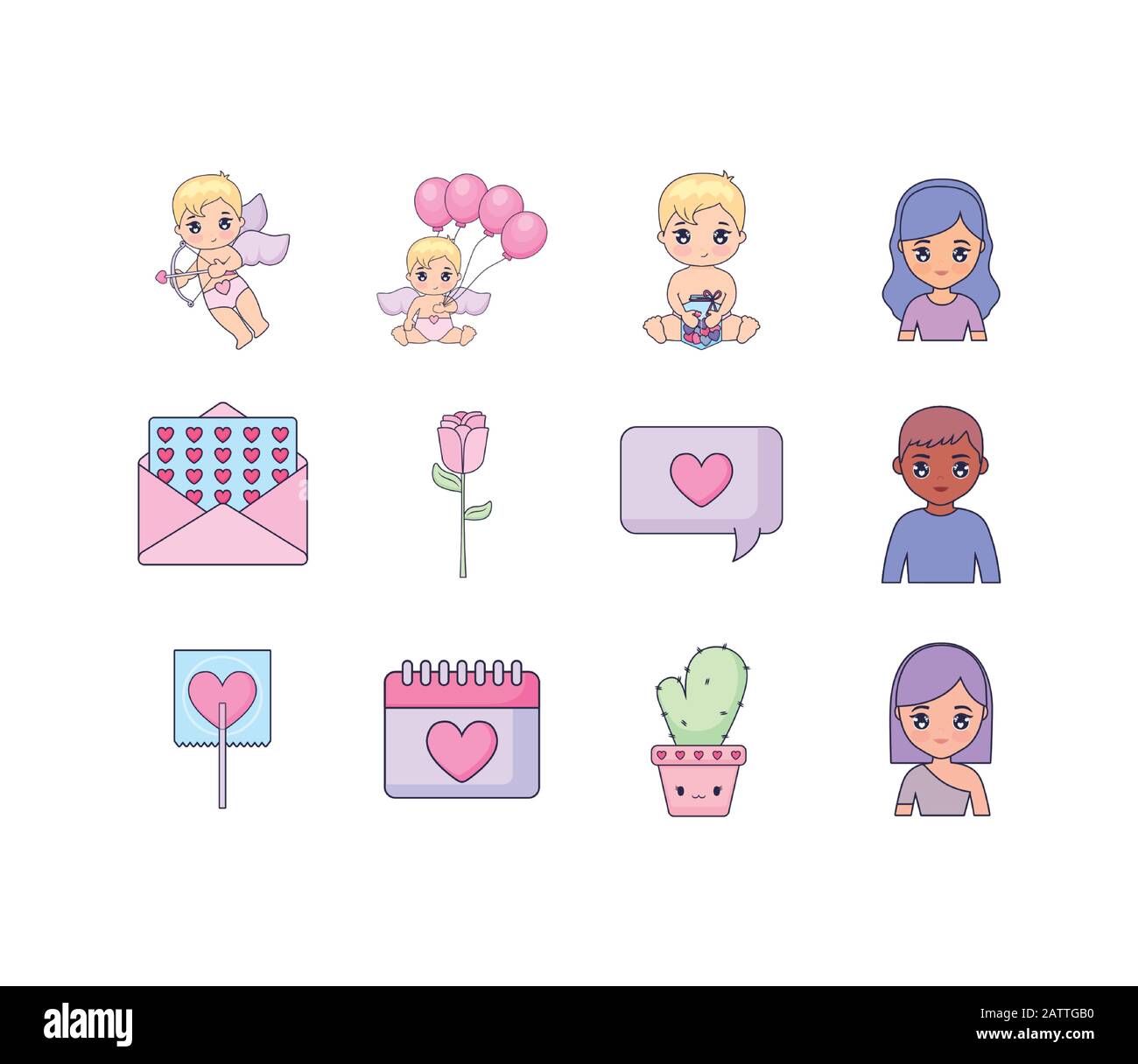 Icon set design of Love valentines day wedding passion romantic ...