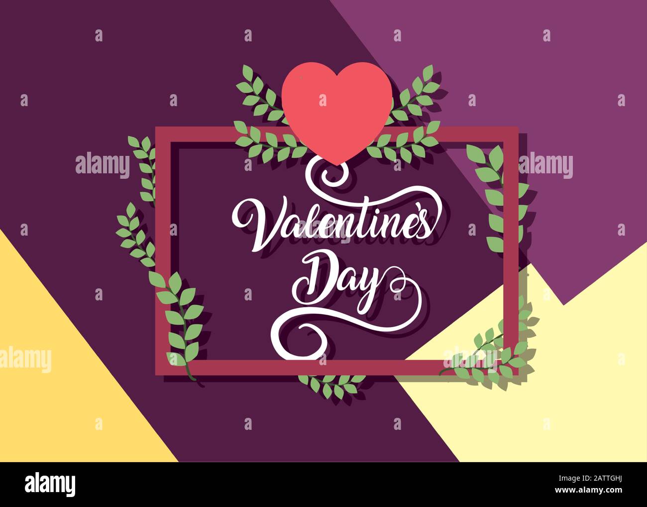 Heart and leaves frame design of Happy valentines day love passion ...