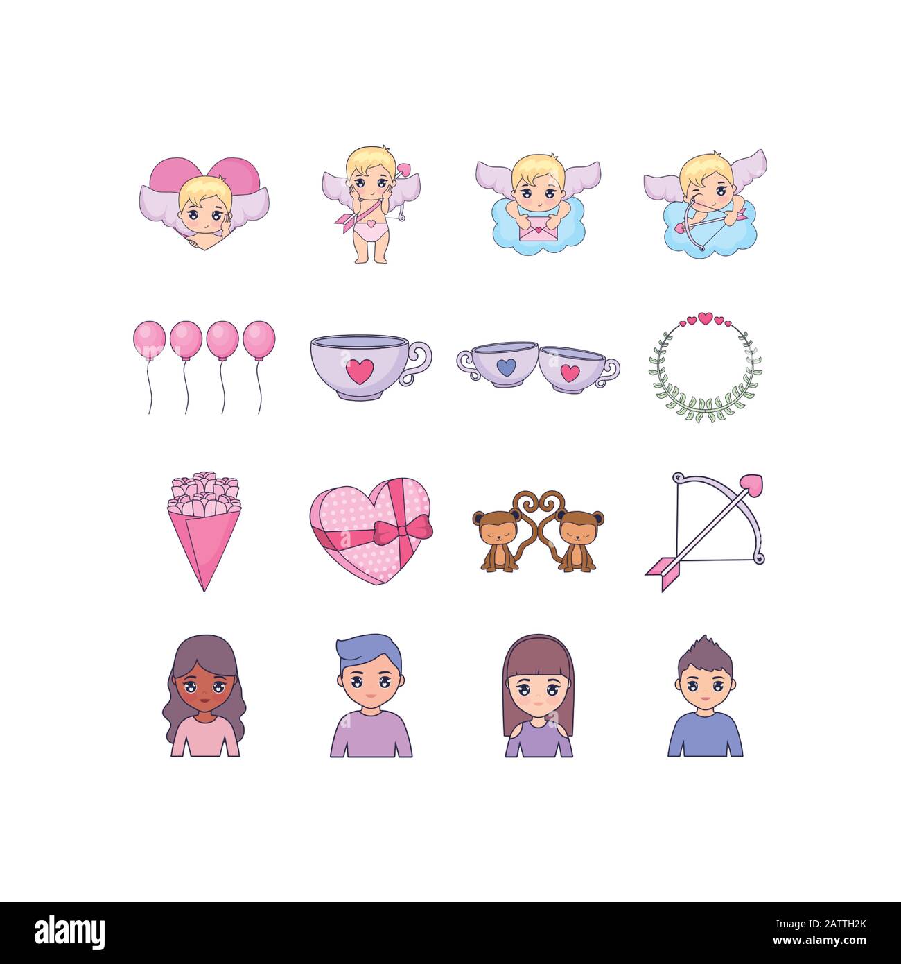 Icon set design of Love valentines day wedding passion romantic ...