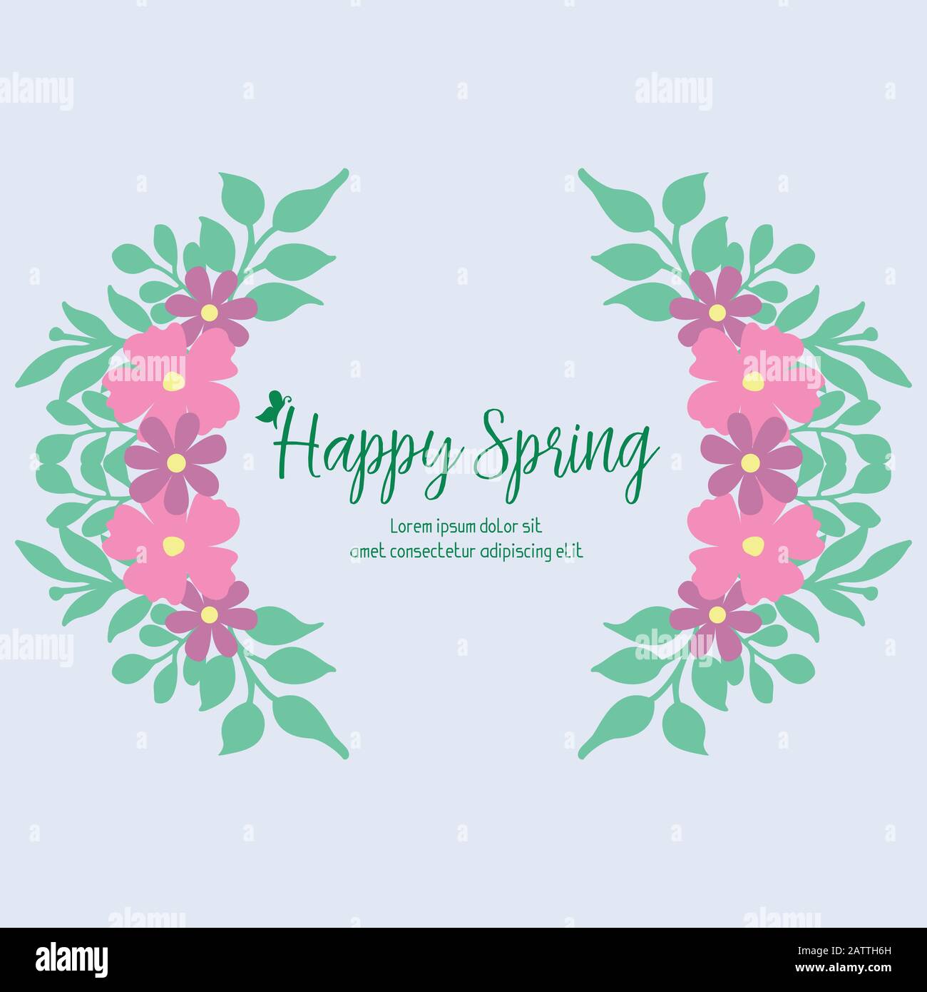 Happy spring greeting card design, with unique pattern of leaf and ...