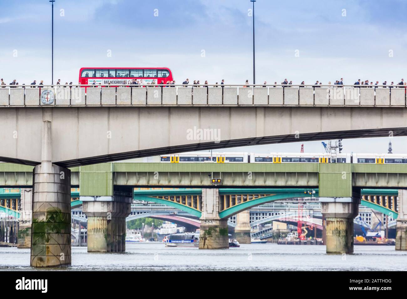A multitude of bridges across the River Thames, London, England, United Kingdom Stock Photo