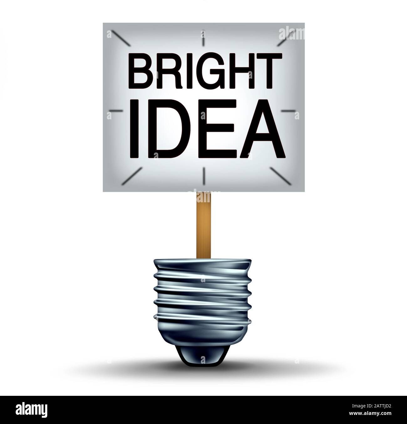 Bright idea creative lightbulb business success and industry innovation concept and creativity symbol as a 3D illustration. Stock Photo