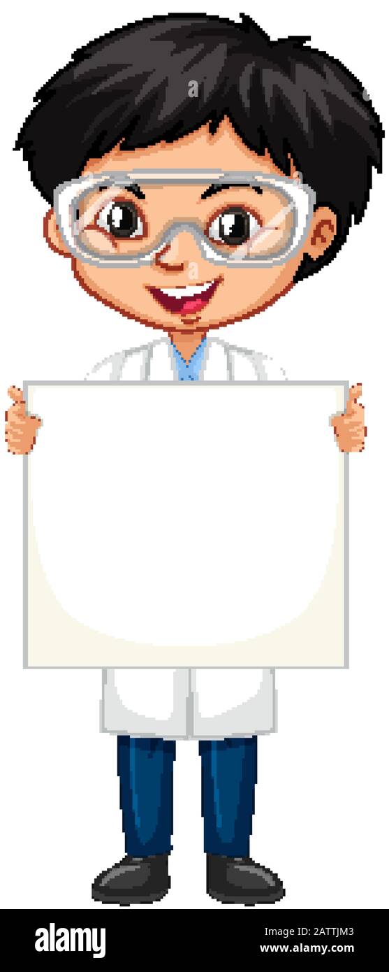 Boy with whiteboard on white background illustration Stock Vector Image ...
