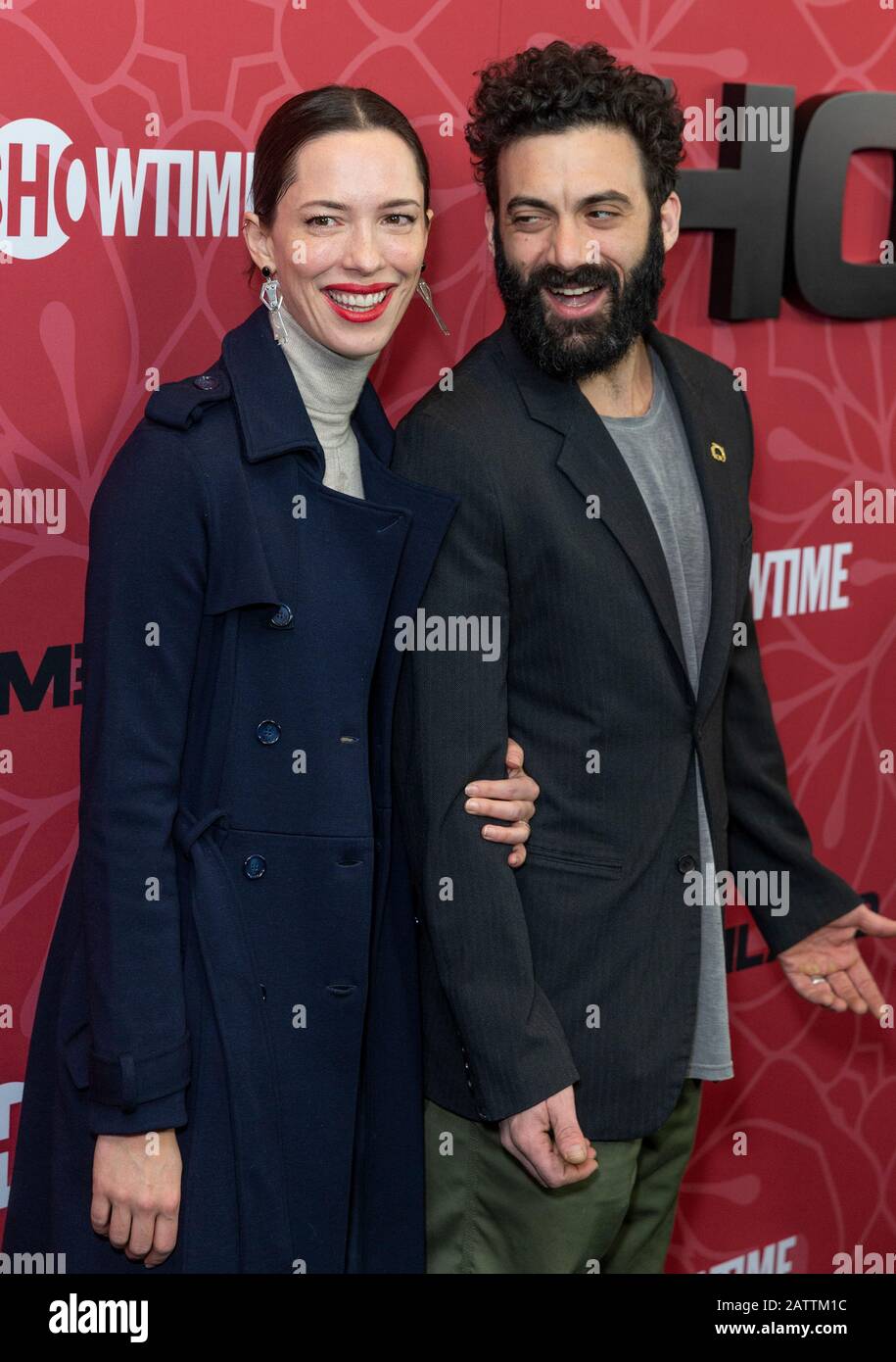 New York, NY - February 4, 2020: Rebecca Hall and Morgan Spector attend