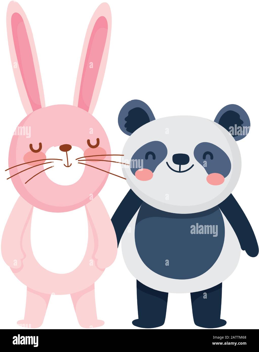 https www alamy com little panda and rabbit cartoon character on white background vector illustration image342291440 html