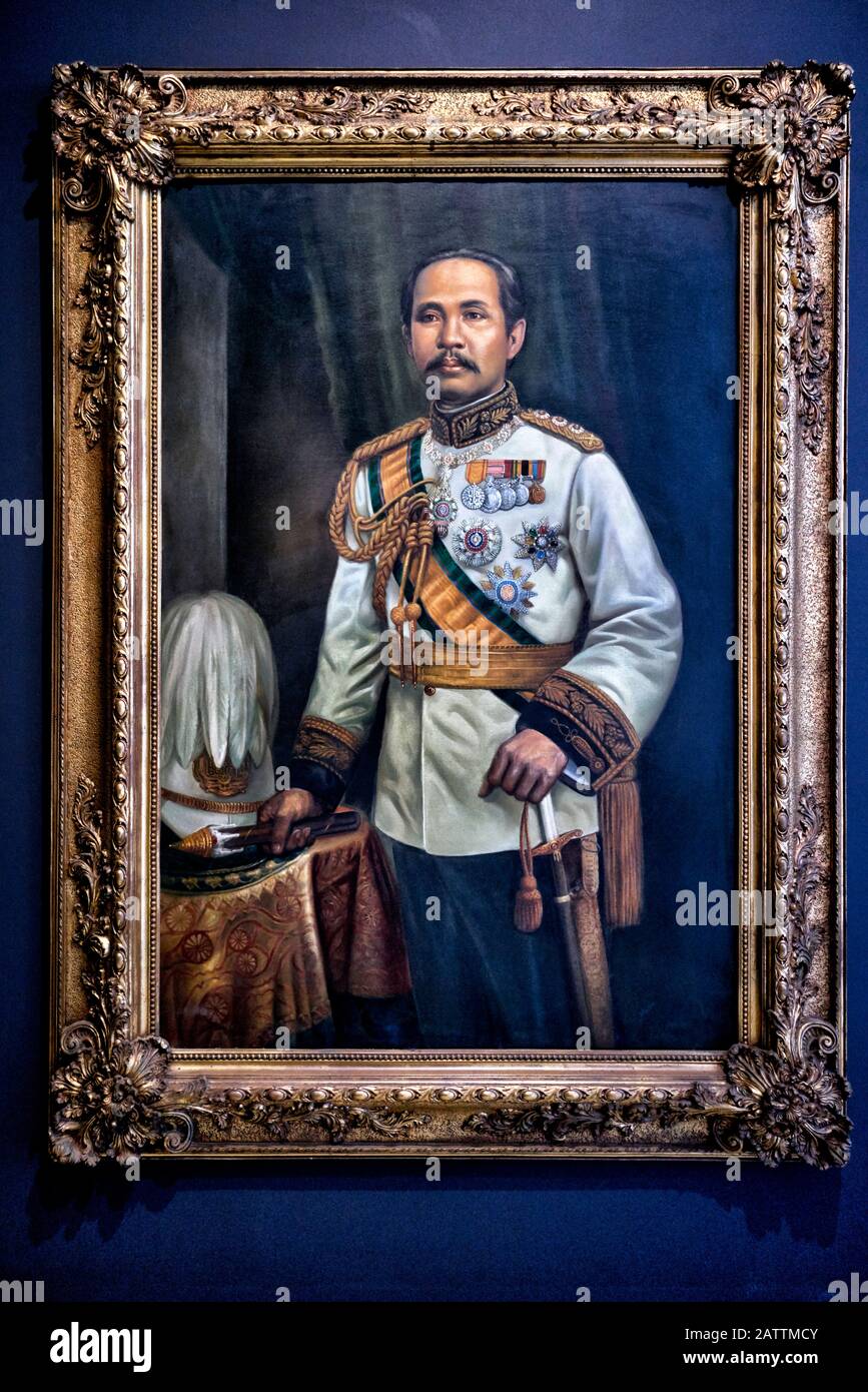 Rama V, Portrait painting of Thailand King Chulalongkorn 1868 - 1910 Stock Photo