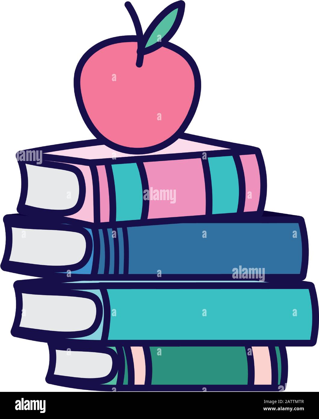 back to school education apple on stacked books vector illustration ...