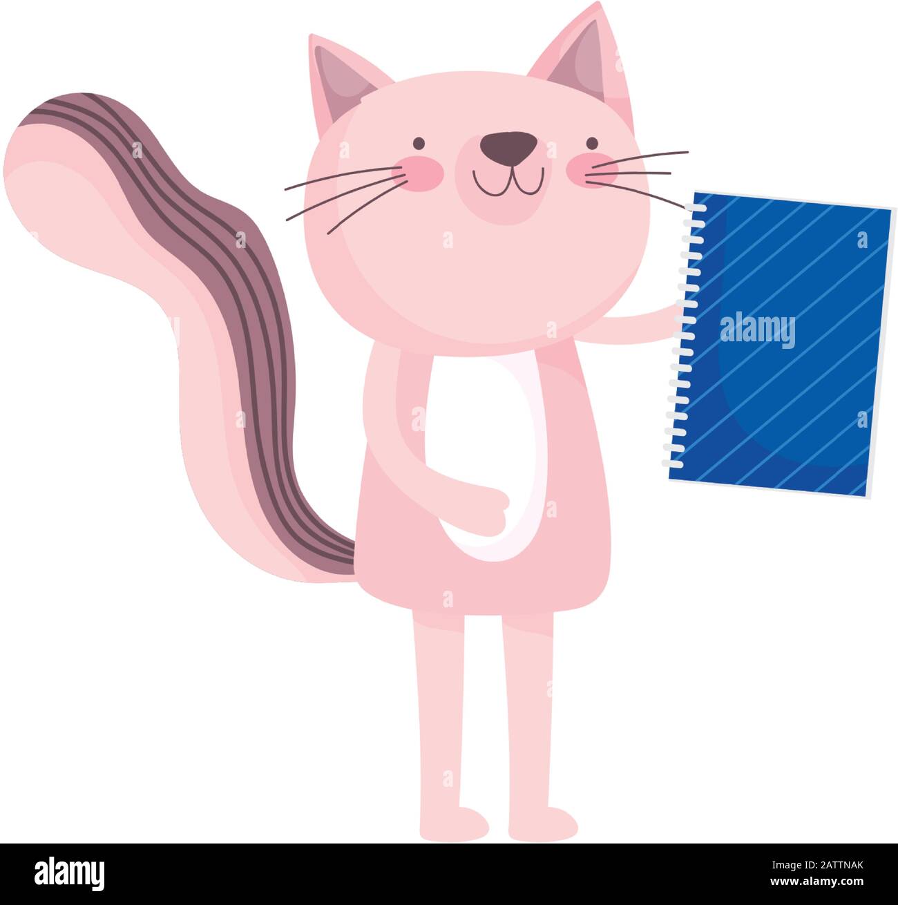 back to school education cat with notebook cartoon vector illustration ...