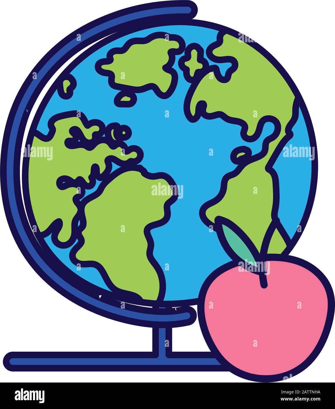 back to school globe map and apple education vector illustration Stock ...