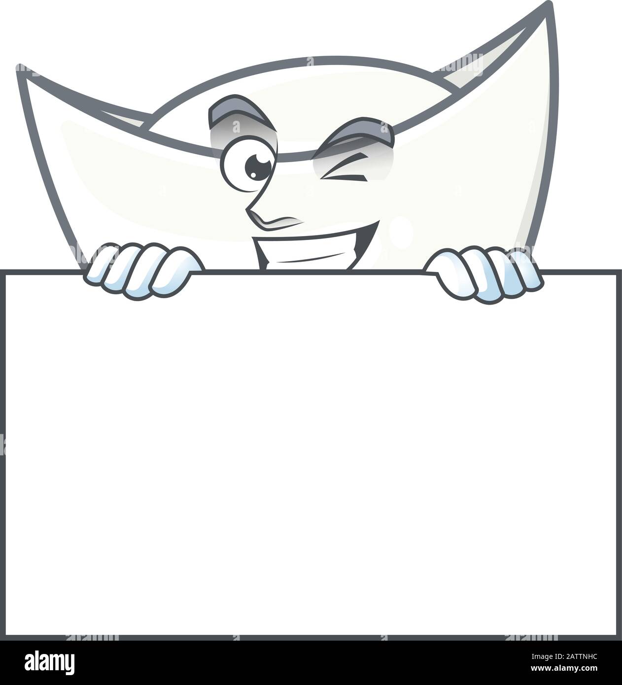 Chinese white ingot cartoon character with funny face hides behind a ...