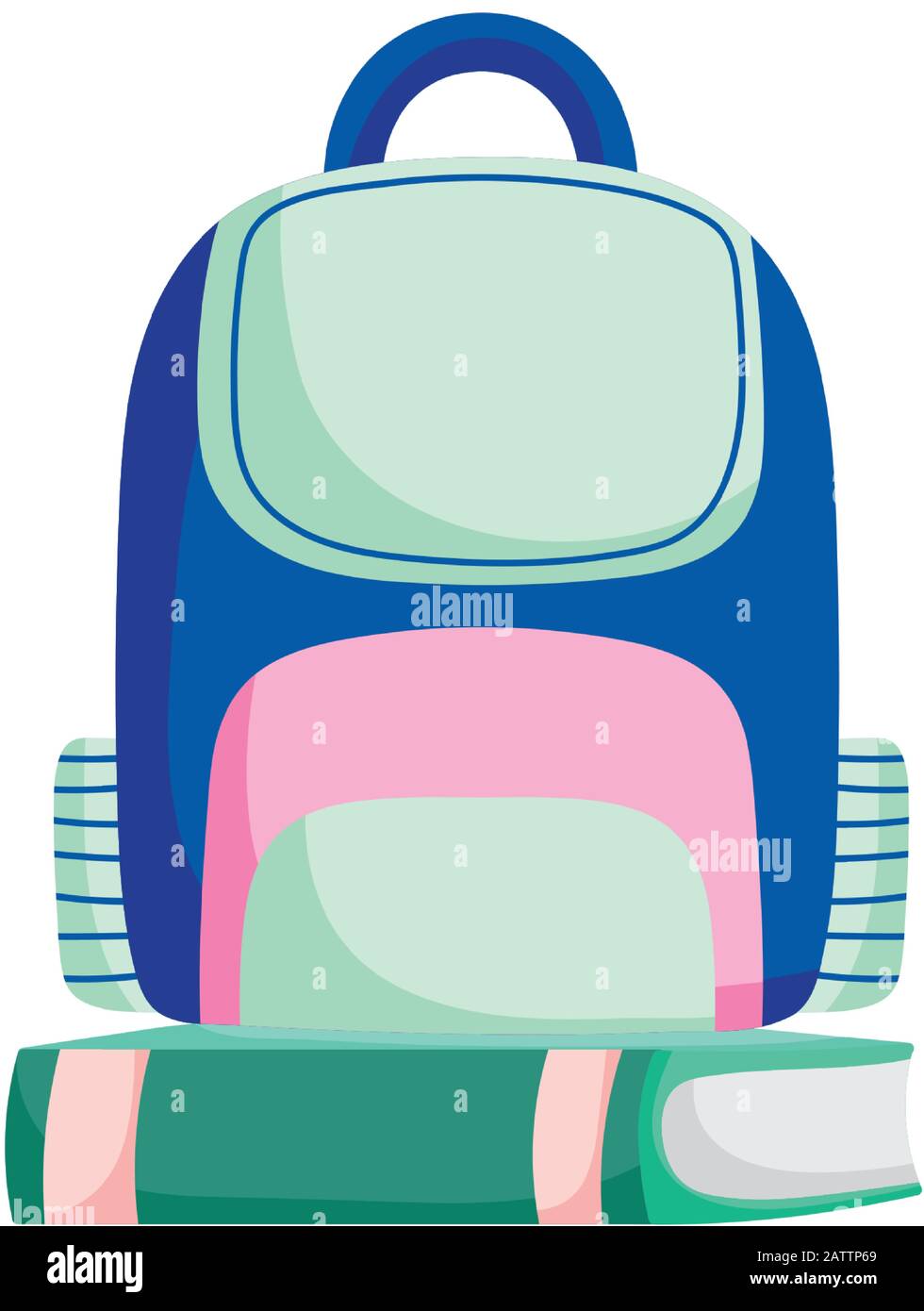 back to school education backpack on book vector illustration Stock ...
