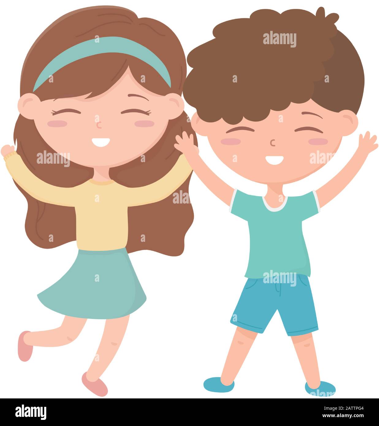 Happy Childrens Day Little Boy And Girl Celebration Excited Cartoon Vector Illustration Stock Vector Image Art Alamy