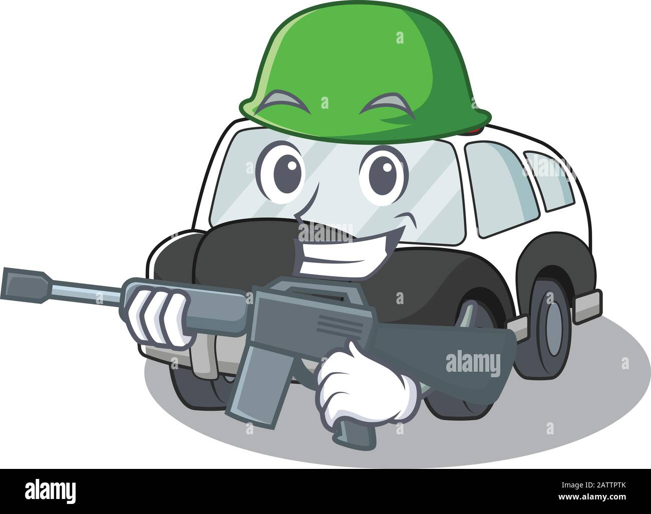 A cute picture of police car Army with machine gun Stock Vector