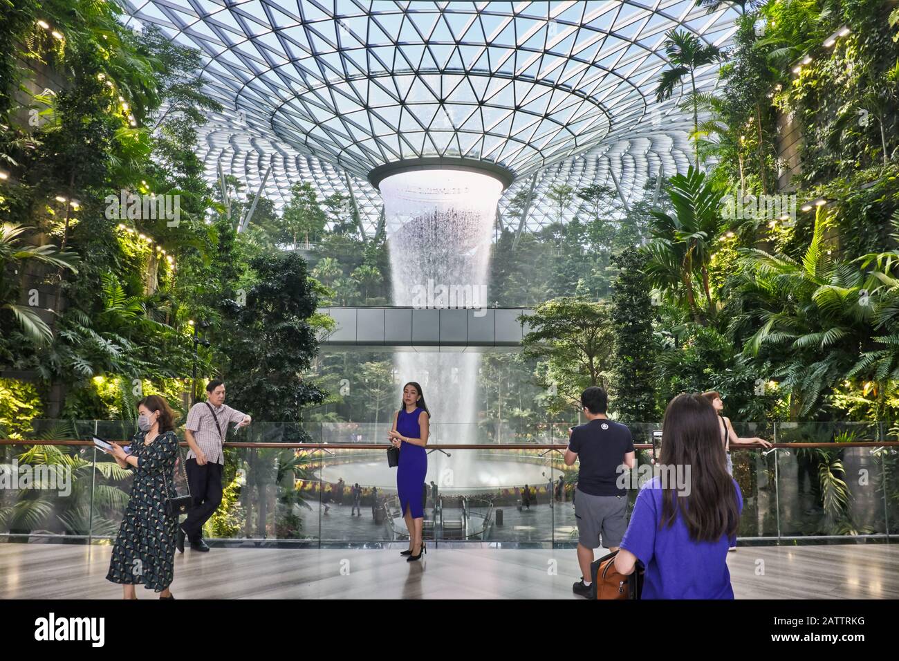 Jewel Changi Airport In Singapore A Glass Dome With Indoor Waterfall