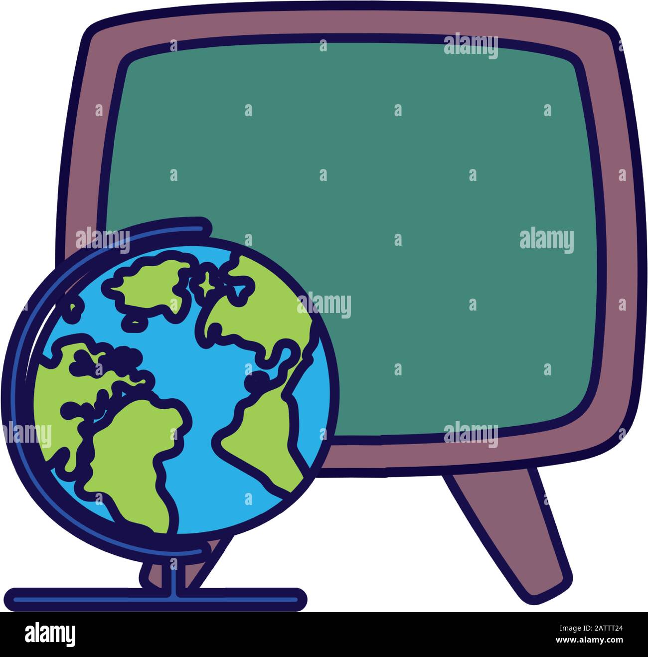 back to school education chalkboard and globe map class vector ...
