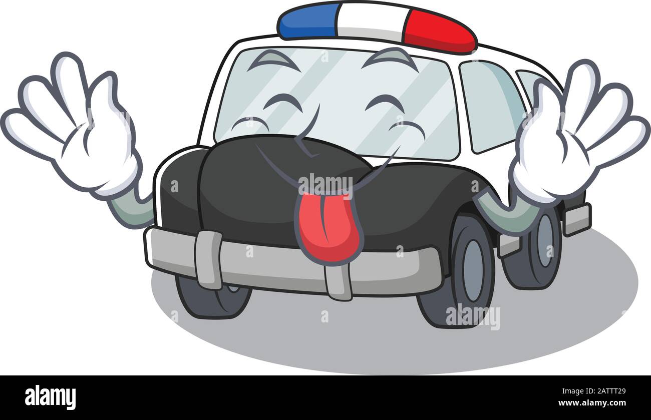 Funny police car mascot design with Tongue out Stock Vector Image & Art -  Alamy