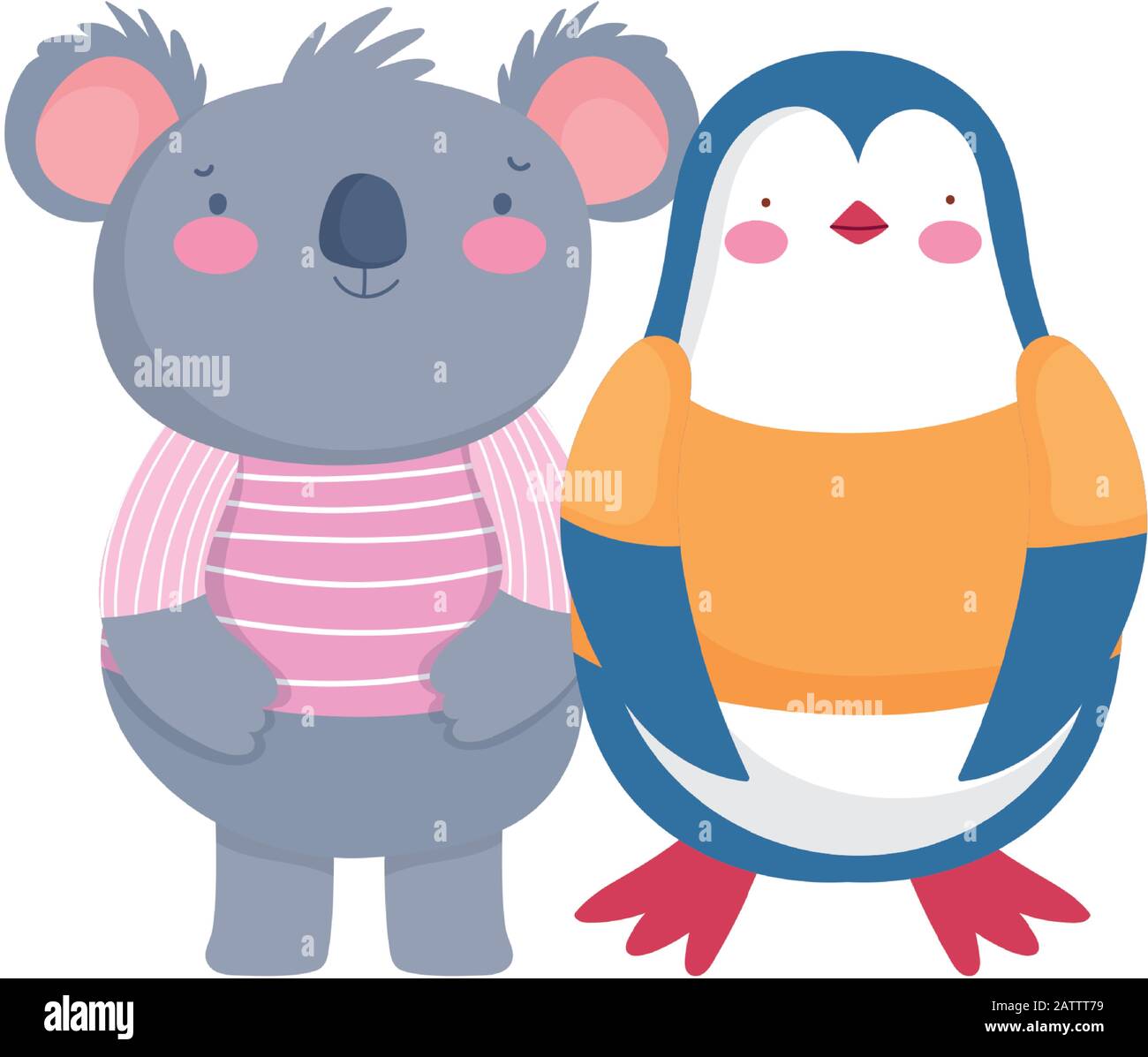 cute koala and penguin with shirt cartoon character vector illustration  Stock Vector Image & Art - Alamy