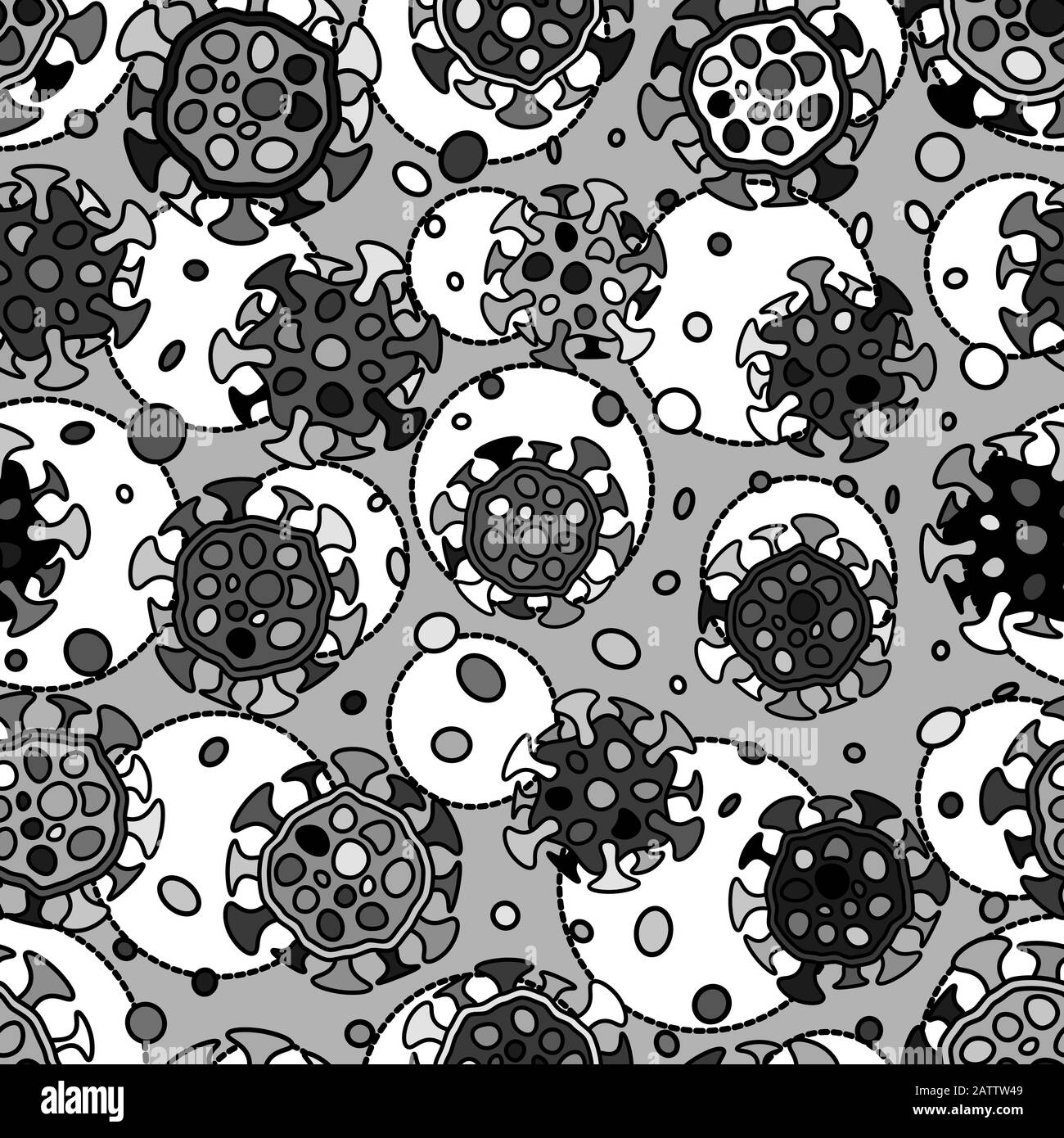Vector seamless pattern with doodle coronavirus elements Stock Vector ...