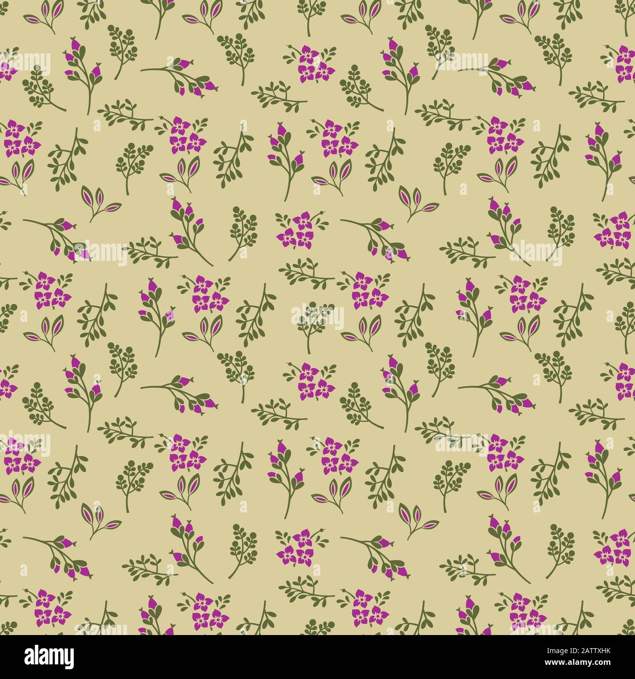 Seamless patterns , little flower and leaf on light green background Stock Vector