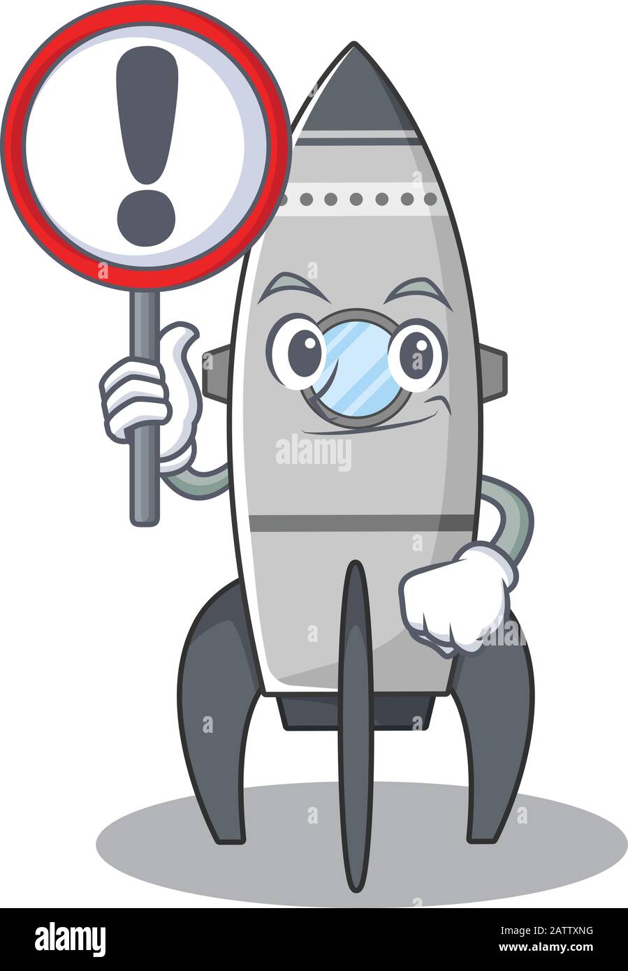 cute mascot character style of rocket raised up a sign Stock Vector ...