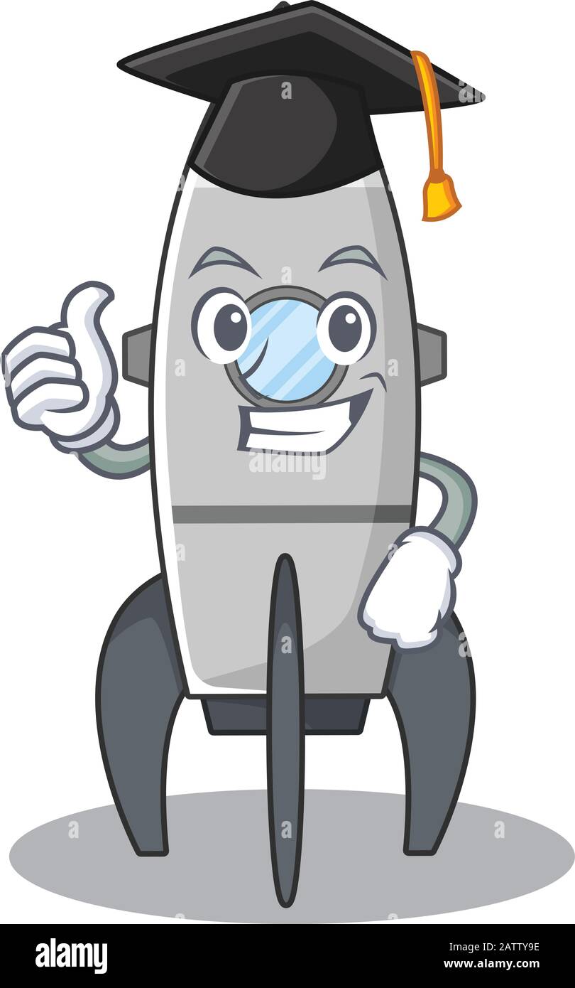 happy and proud of rocket wearing a black Graduation hat Stock Vector ...