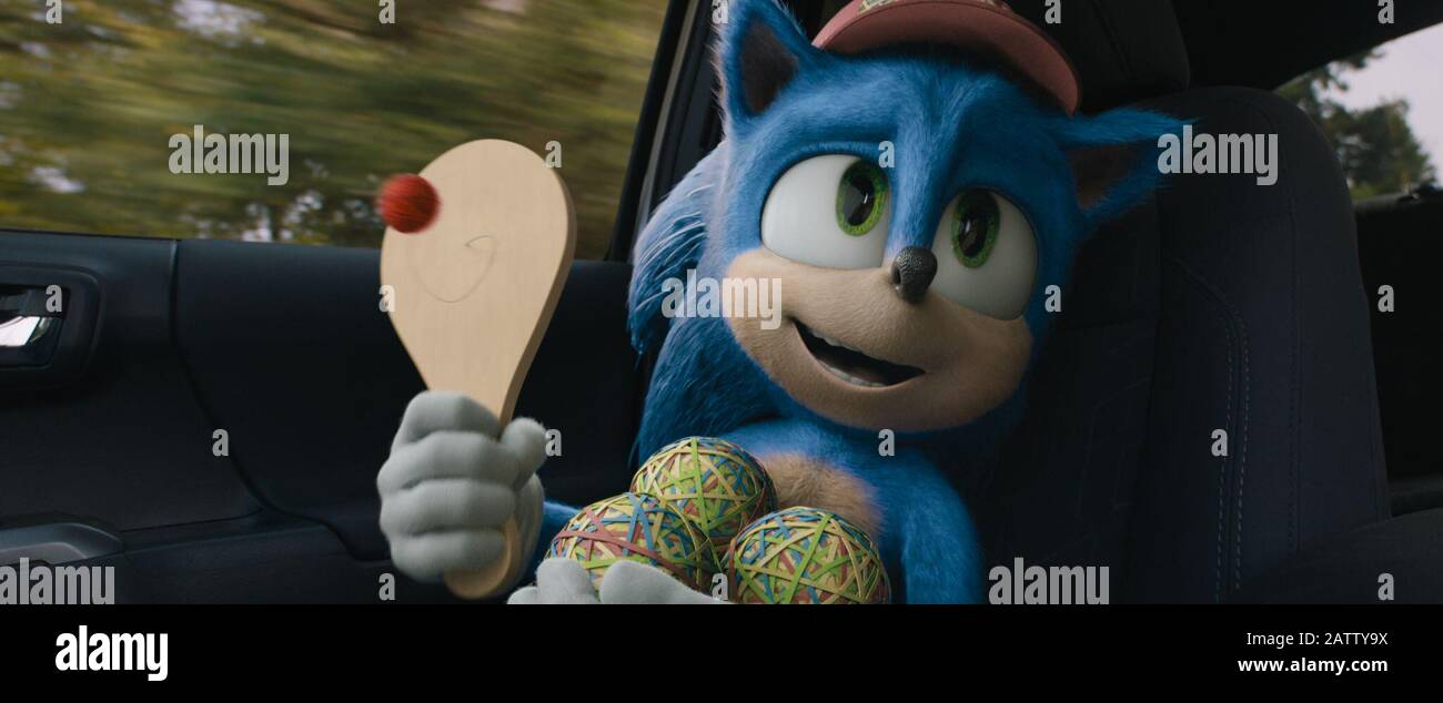 RELEASE DATE: February 14, 2020 TITLE: Sonic The Hedgehog STUDIO: Paramount Pictures DIRECTOR: Jeff Fowler PLOT: After discovering a small, blue, fast hedgehog, a small-town police officer must help it defeat an evil genius who wants to do experiments on it. STARRING: Sonic (voice by Ben Schwartz). (Credit Image: © Paramount Pictures/Entertainment Pictures) Stock Photo