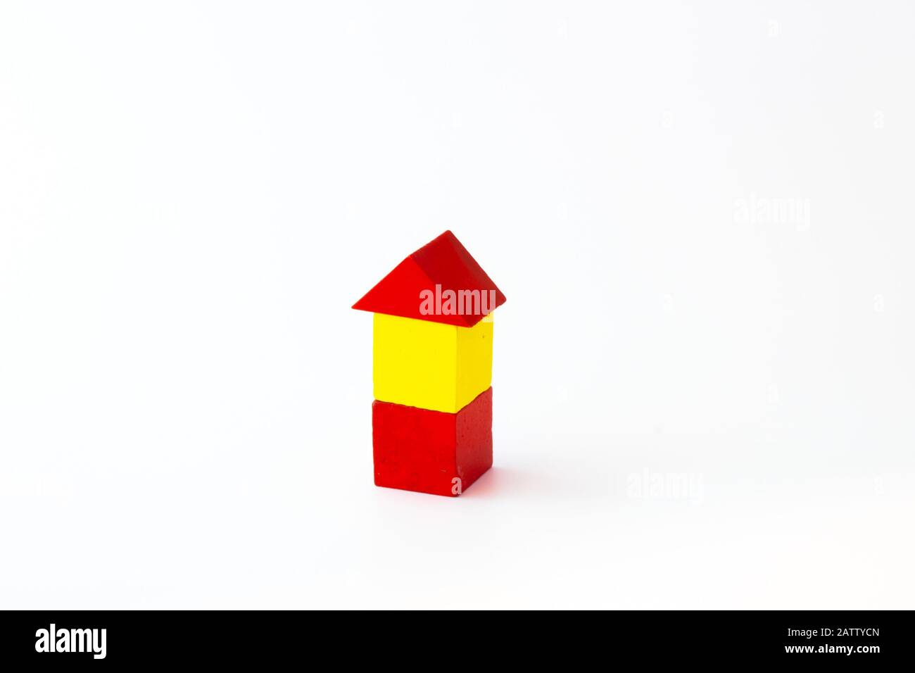 Toy wooden building blocks on white background Stock Photo - Alamy